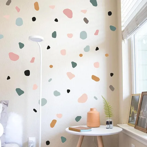 Miniatura 5 de iinuu - Calcomanías de pared de lunares bohemios, estilo bohemio, neutros, para dormitorio, sala de estar, oficina, guardería (1)