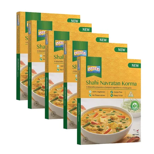 Miniatura 34 de Ashoka Comidas indias tradicionales 1932, curry de verduras mixtas veganas, platos principales listos para comer para microondas, Shahi Navratan