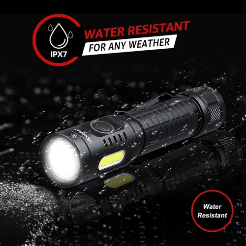 Miniatura 6 de Linterna A5, Linterna EDC con Imán, Paquete de 2 Mini Linternas Tácticas, Doble Combustible Máximo 700 Lúmenes Altos, 6 Modos, Luz de Trabajo COB