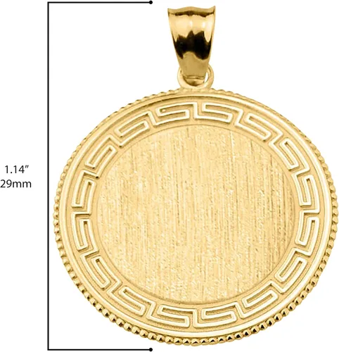 Miniatura 3 de Colgante de medallón de llave griega grabable de oro amarillo de 10 quilates, Metal
