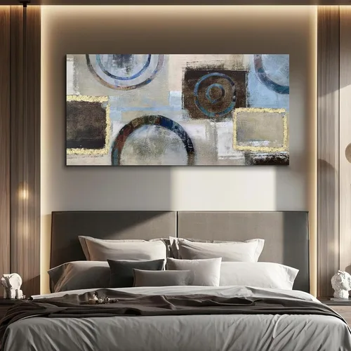 Miniatura 3 de Acocifi Arte abstracto para pared, color beige, neutro, arte moderno para paredes, lienzo para sala de estar, imagen geométrica, pintura