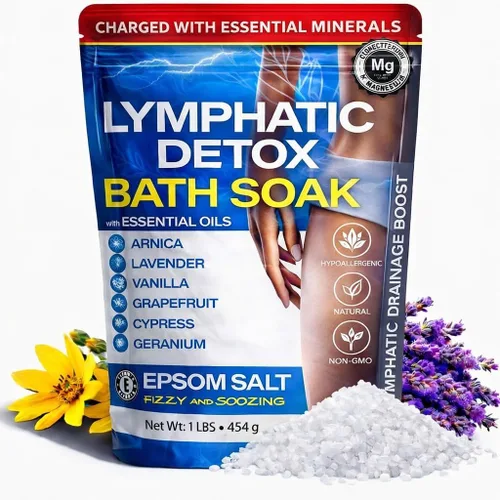 Bruizex Sales de baño de Arnica Montana, baño de sal espom para drenaje linfático y desintoxicación corporal, sales de Epsom para remojar con