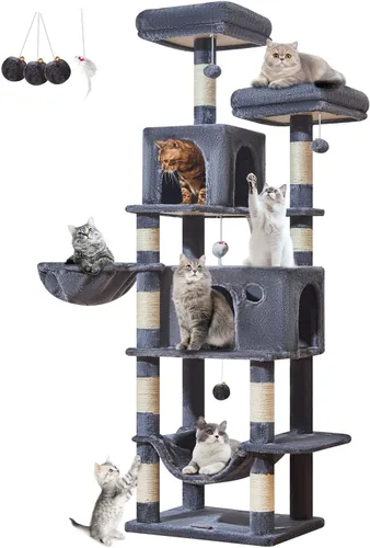 Miniatura 14 de Taoqimiao Árbol para gatos, torre para gatos de 66.2 pulgadas para gatos de interior, condominio para gatos de varios niveles de felpa con 7 postes