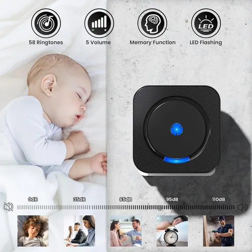 Miniatura 3 de Extensor de timbre inalámbrico con timbre de video, compatible con timbre de video Blink, fácil instalación, alarma fuerte