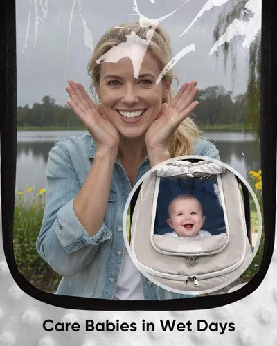 Miniatura 7 de TinlyFinly Funda impermeable para asiento de automóvil para bebé, cubierta de lluvia de asiento de automóvil de 2 capas con ventana transparente