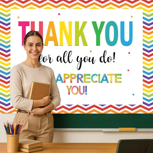 Miniatura 2 de Telón de fondo de 7 x 5 pies con texto en inglés "We Appreciate You", personal de graduación, maestros, médicos, jubilación, fondo de fotos