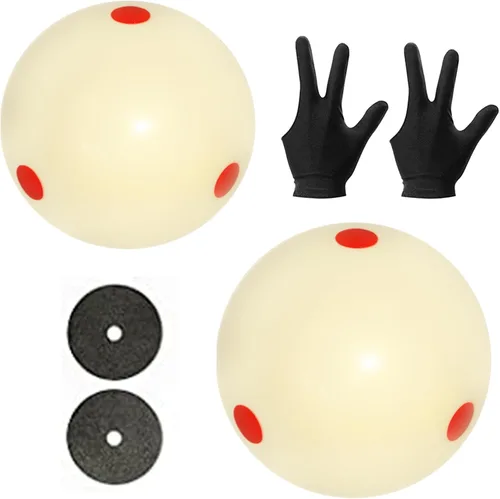 Pro-Cup - Bola de billar de 2-1/4 pulgadas, bola de billar estándar con 6 puntos rojos, accesorios de mesa de billar para juego de billar 2 bolas de