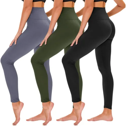 TNNZEET Paquete de 3 leggings negros para mujer, pantalones de yoga de entrenamiento de maternidad suaves de cintura alta