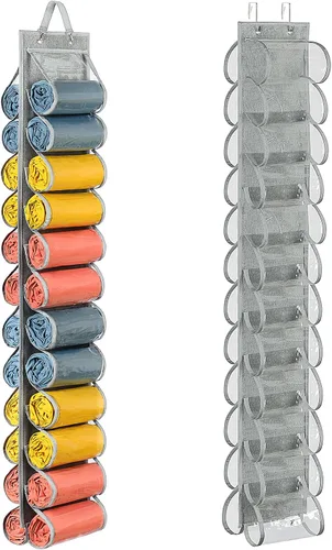 Miniatura 12 de Lirex Organizador de almacenamiento de leggings de yoga con 24 bolsillos, organizador plegable de tela Oxford para colgar en el armario, camisas