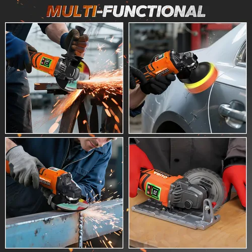 Miniatura 7 de Amoladora angular inalámbrica compatible con batería Dewalt de 20 V Max, 3 velocidades variables, motor sin escobillas con LED, soporte de Naranja