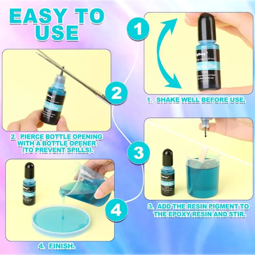 Miniatura 4 de Pigmento de resina epoxi – Colorante líquido de 24 colores, tinte altamente concentrado para hacer joyería de bricolaje, pintura, manualidades