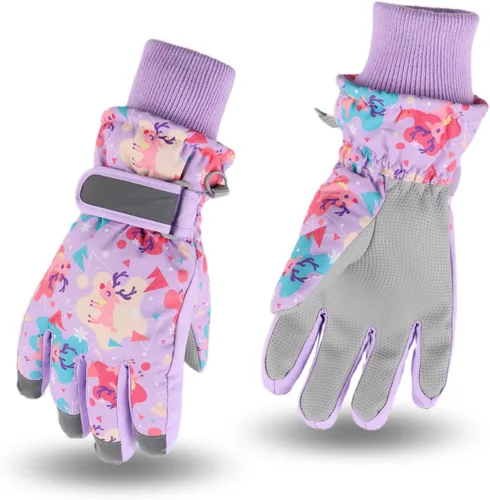 JANGANNSA Guantes de esquí de invierno para niños y niñas, guantes de nieve para clima frío, guantes de esquí y snowboard impermeables con forro