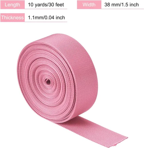 Miniatura 2 de MECCANIXITY Correa de nylon plana 1,5 pulgadas 10 yardas rosa para mochila, portaequipajes