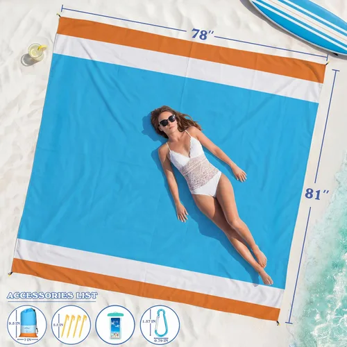 Miniatura 77 de Famstar Beach Blanket Oversized Extra Large 78"X81"/10'X9',Waterproof Sandproof Beach Blanket 2-8 Adults Lightweight Durable for Travel Camping