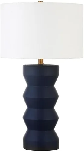 Miniatura 4 de Carlin - Lámpara de mesa de cerámica de 28 pulgadas de alto con pantalla de tela en blanco mate/blanco