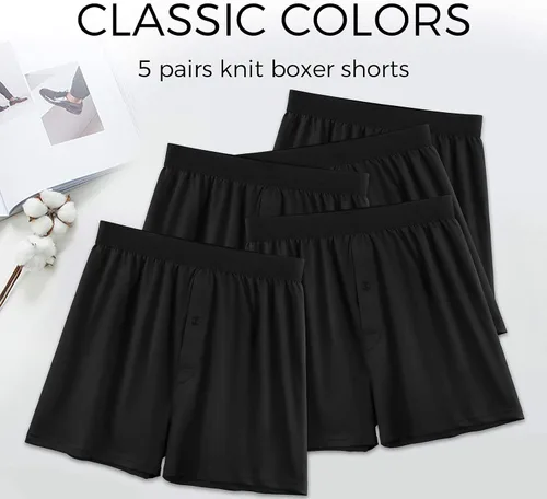 Miniatura 5 de 5Mayi Ropa interior para hombre, bóxer de punto de algodón suave, ropa interior para hombre, paquete de 5