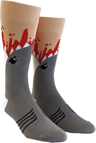 Miniatura 2 de Crazy Dog T-Shirts Calcetines de ataque de tiburón para hombre, divertidos gráficos de mordida de mandíbulas con patrón divertido, regalo de broma