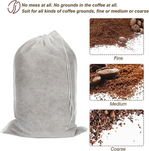 Miniatura 4 de 50 piezas Bolsas Grandes para Cold Brew Sin Desorden, Bolsas de Filtro de Café Desechables de 8x12 pulgadas, Malla Fina Lúpulo Cervecero Bolsas