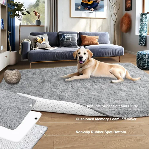 Miniatura 7 de Foxmas Alfombras de Área Suaves y Esponjosas para Dormitorio, Habitación de los Niños, Alfombra Lanuda de Felpa para Guardería, Alfombras Peludas