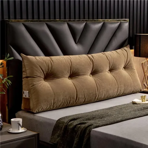 Miniatura 14 de Almohada triangular grande para cabecero beige con cuña para cama, almohada de lectura, respaldo de posicionamiento, cojín con funda extraíble
