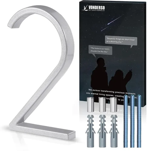 Miniatura 23 de VONDERSO Números flotantes de casa de 5 pulgadas para exteriores, números de dirección modernos de metal antioxidante (3), números de buzón Negro 3