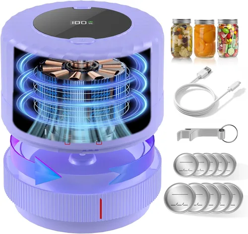 Miniatura 8 de VP06+ - Sellador al vacío para tarros de masón, sellador al vacío eléctrico para tarros con tapas Mason de boca ancha y regular, sellador de vacío
