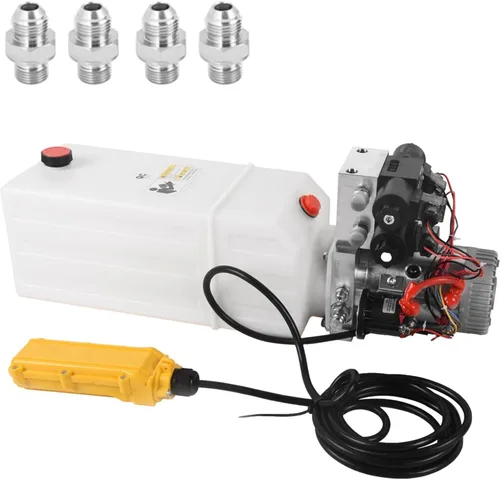 Miniatura 15 de Unidad de potencia hidráulica de 15 cuartos de galón, bomba de remolque de depósito de metal de efecto único de 12 V con control remoto