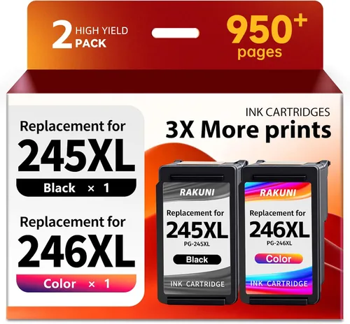Paquete combinado de repuesto 245XL 246XL para Canon 245XL Negro y cartucho de tinta 246XL PG-245 CL-246 para Pixma MX490 MG2522 MX492 TR4520 TS202