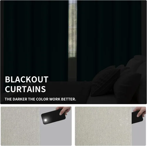 Miniatura 6 de Easy-Going - Cortinas opacas con aspecto de lino para oscurecer la habitación, con ojales para ventana, cortinas para dormitorio, sala de estar