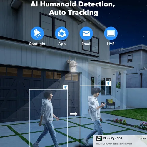 Miniatura 3 de Sistema de cámara de seguridad para el hogar de doble lente de 4 MP inalámbrico, cámaras de seguridad inalámbricas para exteriores 24/7, seguimiento