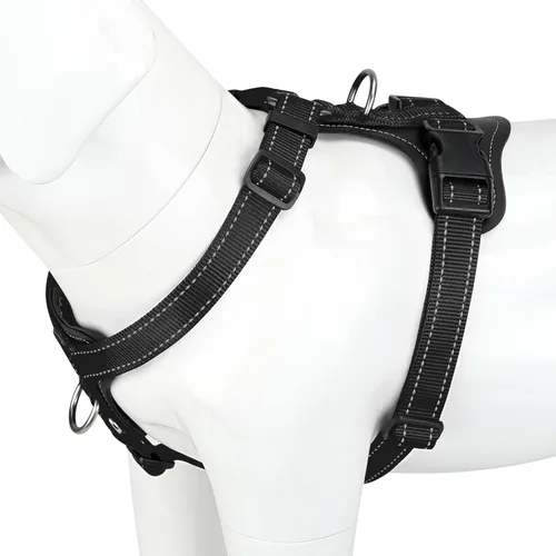 Miniatura 13 de Plutus Pet Arnés ajustable sin tirones para perro con detalles de cuero, chaleco de nailon reflectante resistente para entrenamiento, senderismo