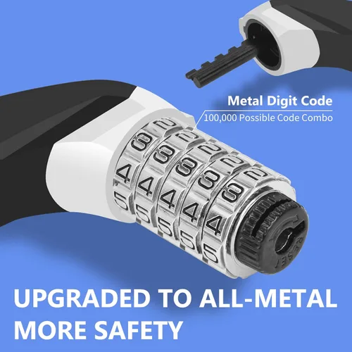 Miniatura 2 de Topcrown Cerradura de cadena para bicicleta, diales digitales de metal mejorados, 3.2 pies de largo, alta seguridad, resistente, antirrobo