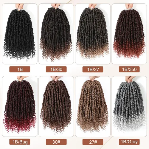 Miniatura 5 de Cabello de ganchillo Passion Twist, cabello Passion Twist pretrenzado, cabello Passion Twist de 10 pulgadas, trenzas de ganchillo cortas Passion