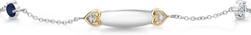 Miniatura 2 de Gem Stone King Plata 925 y oro amarillo de 10 quilates personalizable zafiro azul G-H diamante cultivado en laboratorio Lazer grabado con nombre