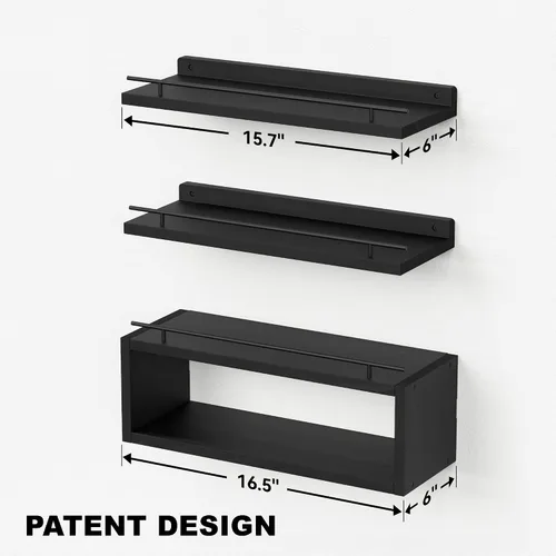 Miniatura 3 de WOPITUES Estantes flotantes para pared con estante de cubo, estantes de pared con riel de metal para decoración de baño, organizadores