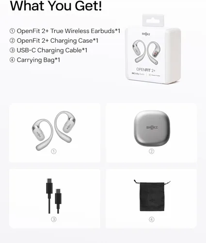 Miniatura 10 de SHOKZ Auriculares OpenFit 2+ OpenFit 2+, habilitados para Dolby Audio, cómodos auriculares con ganchos suaves para los oídos, tiempo de reproducción