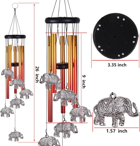 Miniatura 3 de Campanillas de viento de elefante para decoración exterior/interior - Móvil romántico atrapavientos completamente hecho a mano, campanillas