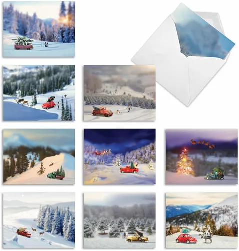 Miniatura 14 de The Best Card Company - 10 tarjetas navideñas de Santa con sobres - Juego surtido en caja, tarjetas navideñas para niños (4 x 5.12 pulgadas)