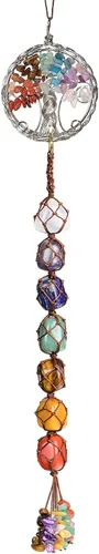 Miniatura 23 de Anjiucc Árbol de la vida de cristal curativo de 7 chakras para colgar en la pared, decoración de interiores, decoración de ventanas, meditación