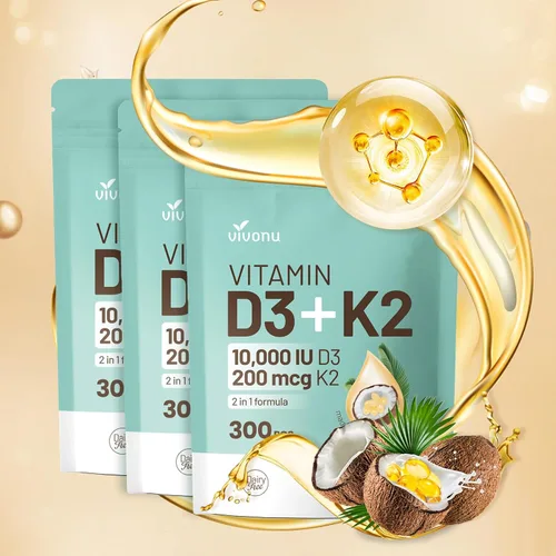 Miniatura 12 de VivoNu Gotas de vitamina D3 K2, D3 20000 UI y K2 como MK-7 400mcg con magnesio, calcio, zinc y Omega 3 para inmune*, estado de ánimo*, hueso* salud