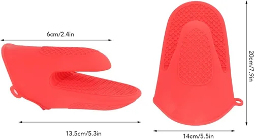 Miniatura 2 de 2 pares de guantes de silicona para horno, mini guantes de horno y mini manoplas de silicona antideslizantes para cocina, cocina y hornear (rojo)