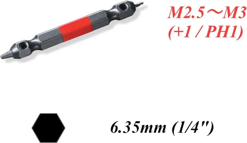 Miniatura 4 de ANEX - Kit de herramientas extractoras de tornillos dañados, juego de extractor de pernos pelados, 1 pieza (PH1/M2.5-3), broca extractora