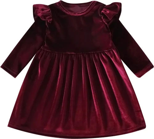 Miniatura 148 de IDOPIP Vestido tutú de terciopelo para niñas pequeñas, vestido de manga larga para princesa, Navidad, cumpleaños, fiesta, boda, vestidos de otoño e