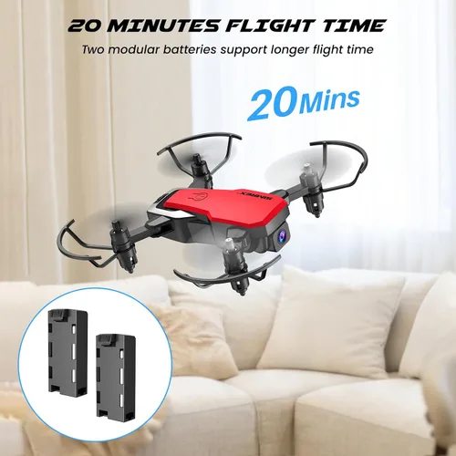 Miniatura 7 de SIMREX Mini dron con cámara 720P HD FPV, cuadricóptero plegable controlado por control remoto, mini dron con mantenimiento de altitud, volteo 3D