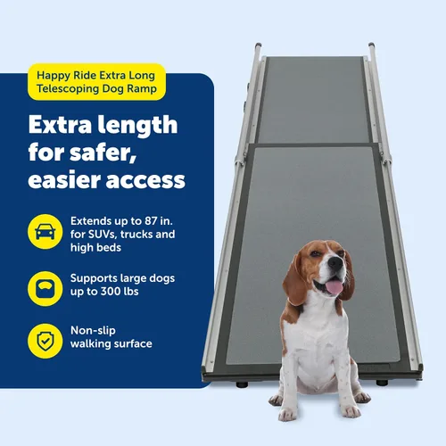 Miniatura 4 de PetSafe Happy Ride - Rampa telescópica compacta para perros, rampa portátil para mascotas, para automóviles, camiones y SUV con tamaño ajustable