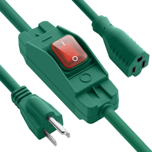 Miniatura 11 de Cable de Extensión para Exteriores con Interruptor de Encendido/Apagado Impermeable, Cable de Extensión de 3 Clavijas con Interruptor de Cable