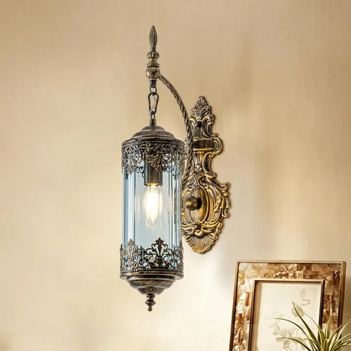 Miniatura 17 de Aplique de pared rústico de cristal, mini accesorio de luz de pared gótica vintage antigua, aplique de pared retro estilo granja de mediados