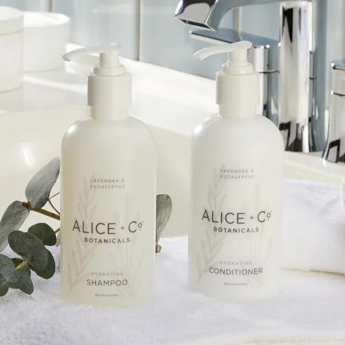 Miniatura 4 de Alice + Co. Champú y acondicionador Lavanda y eucalipto Fairfield by Marriott Amenidades de baño de hotel Botellas de 8.5 oz Set