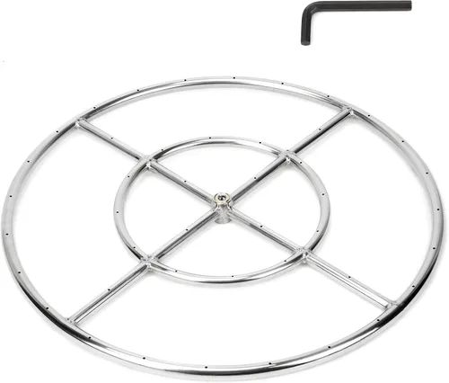 Miniatura 10 de Stanbroil Anillo de quemador de hoguera redonda de 12 pulgadas para gas natural y propano - Quemador de acero inoxidable 304