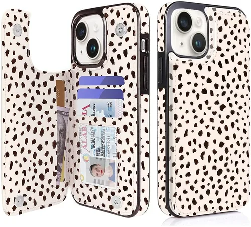 Miniatura 49 de uCOLOR Funda compatible con iPhone 15 de 6.1 pulgadas con ranura para tarjetero, función atril, doble cierre magnético y bloqueo RFID, funda de 6.1